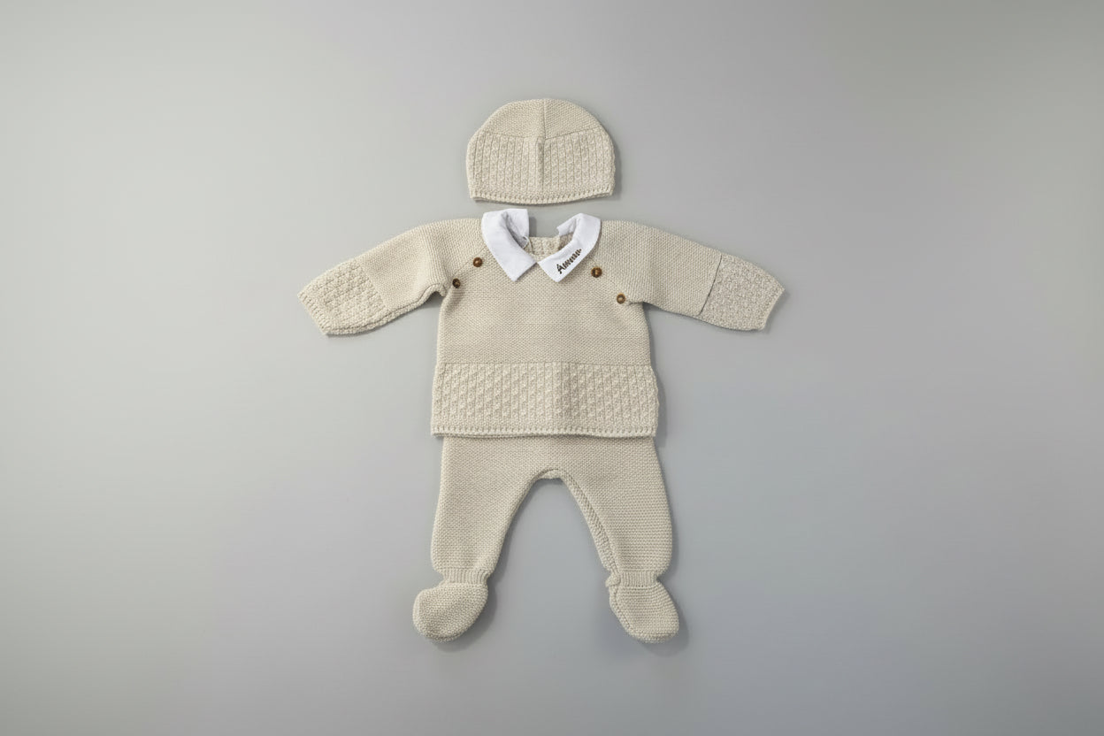 Set New Born "Amour" - Beige and White