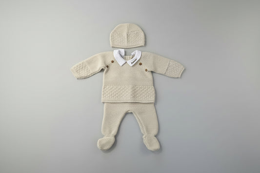 Set New Born "Amour" - Beige and White