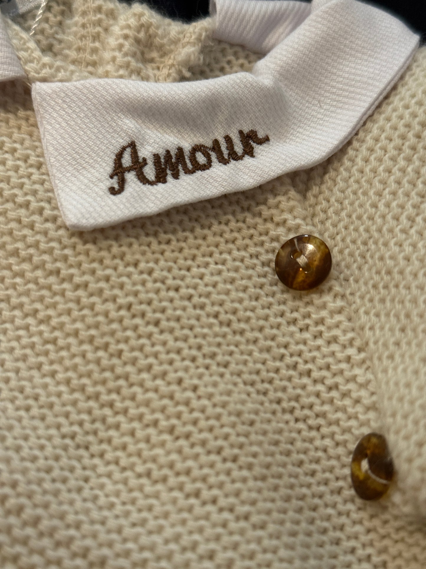 Set New Born "Amour" - Beige and White